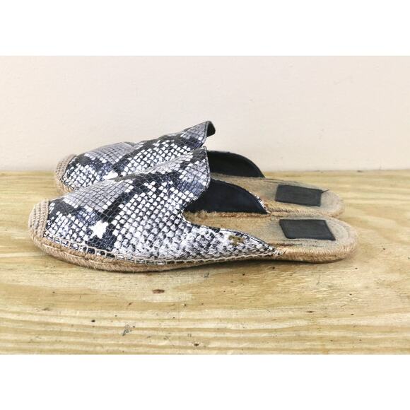 Tory Burch Espadrille 10.5 Leather Snake Print Max Slide Flat Shoes - Picture 1 of 6